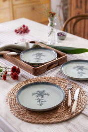Hermia NPMOD21DUS4880795 Juego de Servir Pasteles de Porcelana Verde 4 Piezas